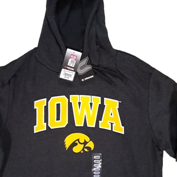 NWT University of Iowa Black Hoodie Mens L Large Logo Colosseum Athletics - Picture 3 of 8